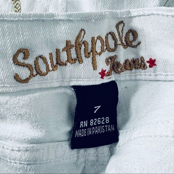 Southpole White Jean Shorts 7 Bermuda Length - Picture 11 of 13